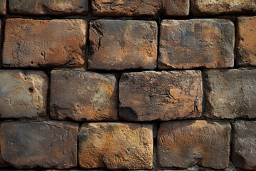 Fototapeta premium Bricks wall, realistic effect, flat lay
