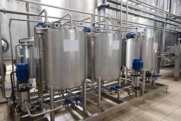 Beer brewery on the factory, alcohol production equipment