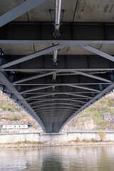 symmetrical view of the bridge from below