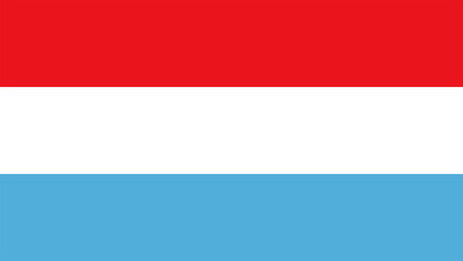 The national flag of Luxemburg with the correct official colours which is a tricolour of three horizontal stripes of red, white and blue, stock illustration image - obrazy, fototapety, plakaty