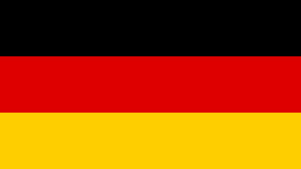 Flag of Germany background with the correct official colours which is a tricolour officially known as the State Flag of the Federal Authorities made up of three horizontal bands of black, red and gold - obrazy, fototapety, plakaty