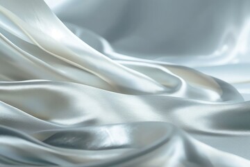 Obraz premium シルバーのサテンシルクのウェーブの背景テクスチャ, Generative AI