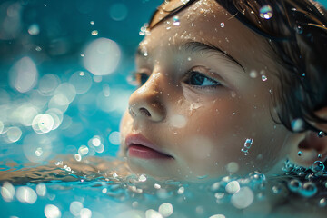 Obraz premium A child learning to swim