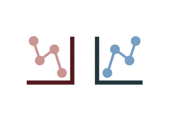 Chart icon symbol red and blue