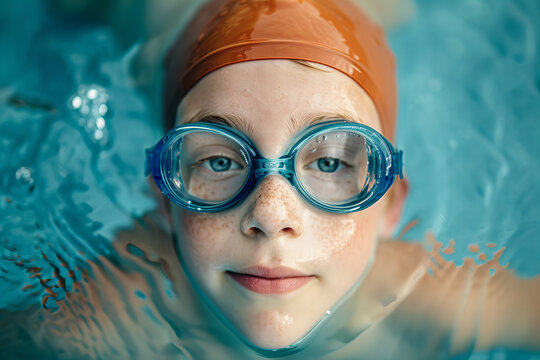 A child learning to swim