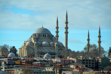 Obraz premium Suleymaniye Mosque Ottoman imperial in Istanbul, Turkey. It is the largest mosque in the city.
