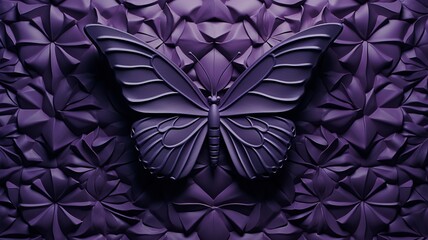 Matte Colored Wall Harmony with a Delicate Butterfly - AI Generative