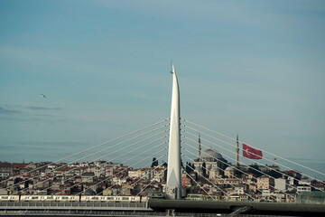 Fototapeta na wymiar istanbul cityscape from galata bridge panorama