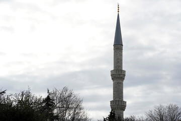 Sultanahmet Blue Mosque in Istanbul, Turkey - the minarets tower