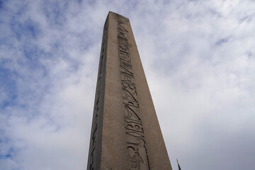 Ancient Egyptian Obelisk of Theodosius at the Hippodrome of Constantinople in Isatanbul, Turkey