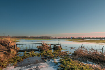 High water in the river IJssel between De Steeg and Doesburg in the Netherlands