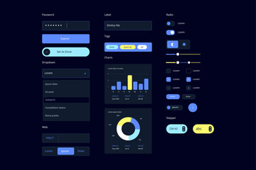 Dark Mode UI Components and Elements
