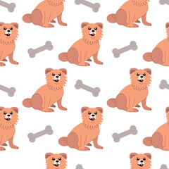 Seamless dog pattern. Cute dog and bones. For pet store, wrapping paper, pet clothes