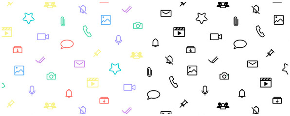 cute media social icon seamless pattern