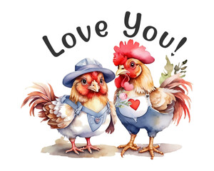 Couple chicken Valentine sublimation Design