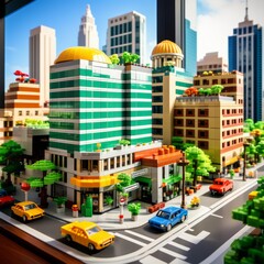 city view with lego style buildings