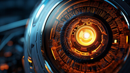 high tech iris, ai, modern technology, cyborg human, future eye enhancement, symbol of progress in...