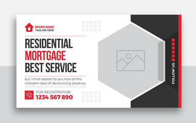 Mortgage service youtube thumbnail and web banner template design