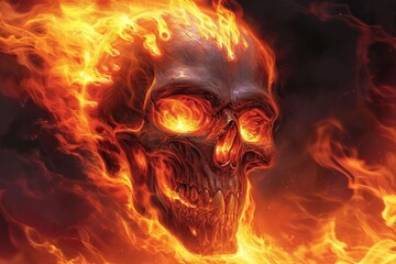 evil demon skull on a dark background