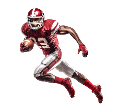 American football running back player running with a ball, side view - Powered by Adobe