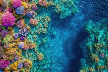 Fototapeta premium Breathtaking Aerial View of Vibrant Coral Reefs