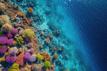 Obraz na płótnie Canvas Breathtaking Aerial View of Vibrant Coral Reefs