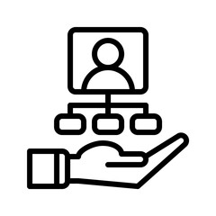 Obraz premium organitation icon and hand icon outline black style. Business and finance icons