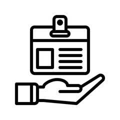 Obraz premium id card and hand icon outline black style. Business and finance icons