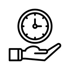 clock timer and hand icon outline black style. Business and finance icons