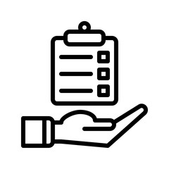 Fototapeta premium clipboard and hand icon outline black style. Business and finance icons