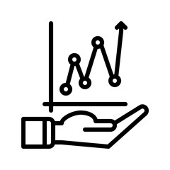 growth and hand icon outline black style. Business and finance icons