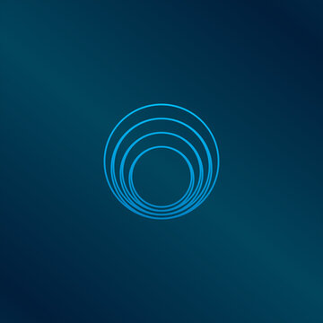 Abstract Initial Letter O Logo. Blue Circular Rounded Line Infinity Style isolated on Blue Background.