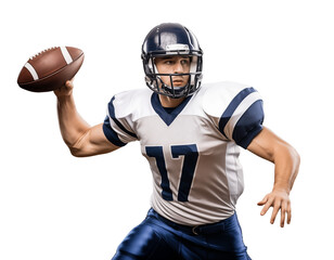 American football player jump to catch a ball for a touchdown