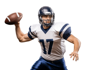 American football player jump to catch a ball for a touchdown