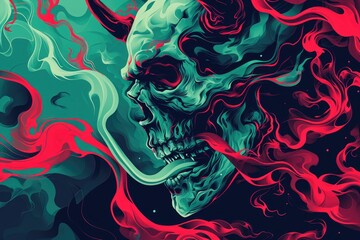evil demon skull on a dark background