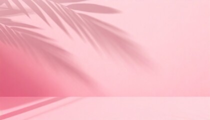 blurred shadow from palm leaves on the pink wall minimal abstract background for product presentation spring and summer