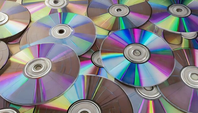 isolated retro compact disc cds digital video discs dvd or cd rom vintage 90s and 2000s computer technology music or film media concept graphic or background 3d illustration