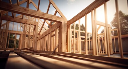 Obraz premium New house frame construction, construction concept