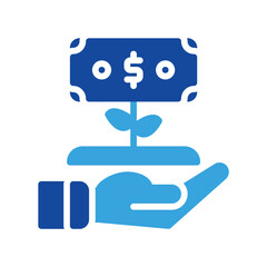 growth dollar and hand icon outline black style. Business and finance icons