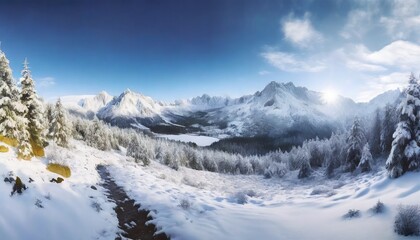 winter landscape in the mountain generative ais