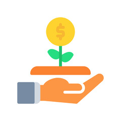 growth money and hand icon outline black style. Business and finance icons