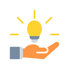 lamp idea icon and hand icon outline black style. Business and finance icons