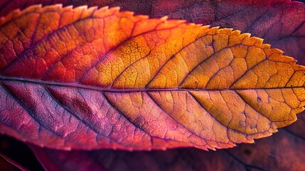 Macro background of colorful autumn dry leaf