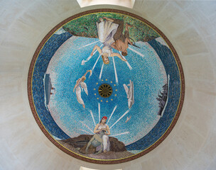 Detail of the decorative mosaic ceiling in the Chapel in the American Cemetery in Normandy