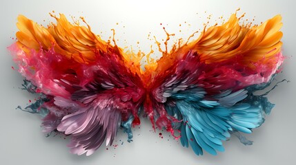 Wings Splash of Colorful Paint Isolated on Transparent Background