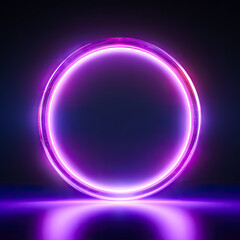 Obraz premium beautiful purple neon ring with glow generated by AI 
