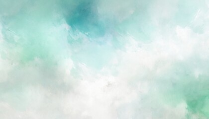 blue green and white watercolor background with abstract cloudy sky concept with color splash...
