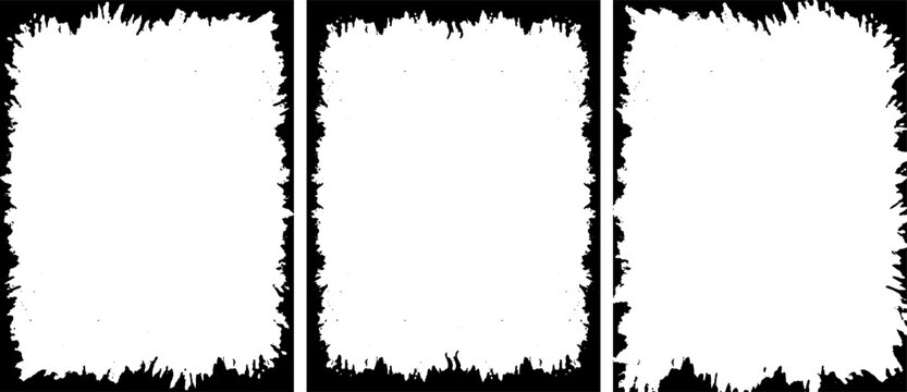 set of grunge frames, three vertical banners with white paint on them vintage frame border bundle, border frames frame border grunge banner rectangular distress texture vertical border template frames