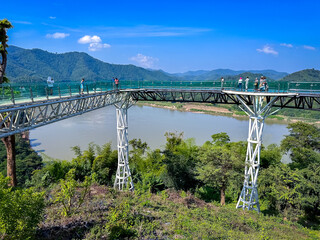 Aerial view of the Skywalk in Chiang Khan, Thailand