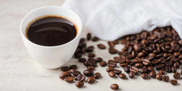 serving a cup of coffee and a bag of coffee beans on the table 9